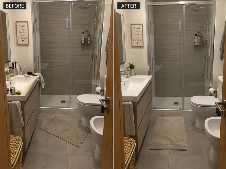 Before on the left and after on the right: Bathroom reset