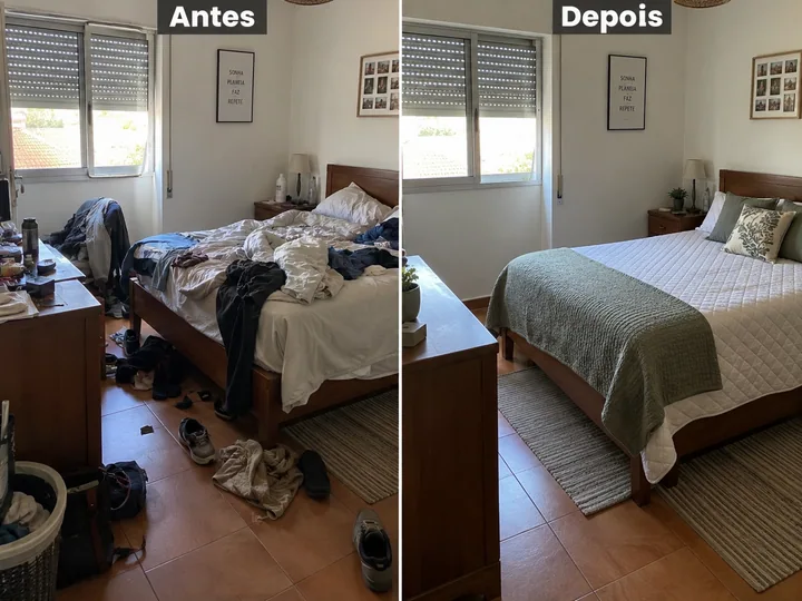 Before on the left and after on the right: Bedroom reset